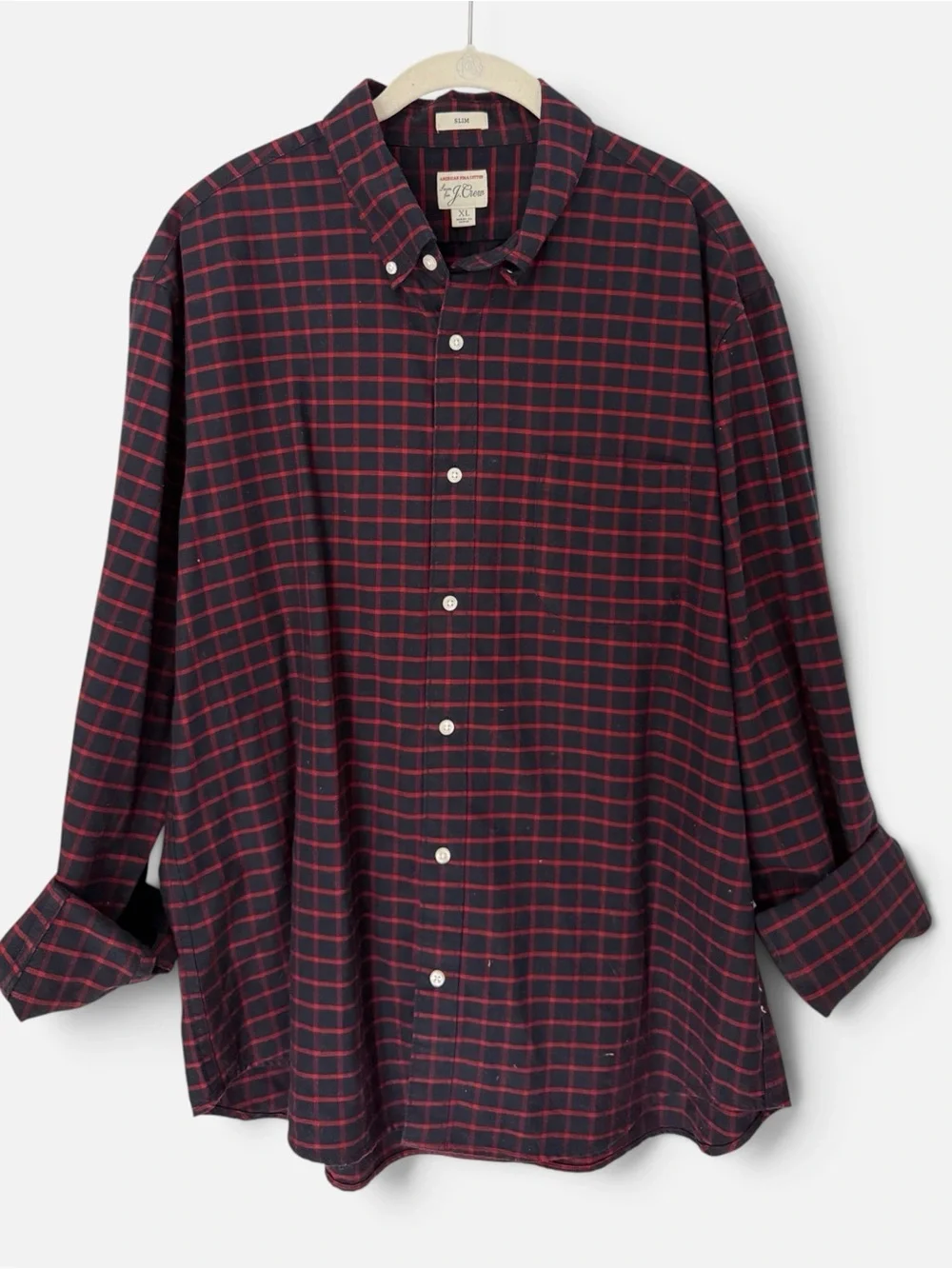 J.Crew Men’s Slim Fit American Pima Cotton Plaid Button Down Shirt XL Preppy